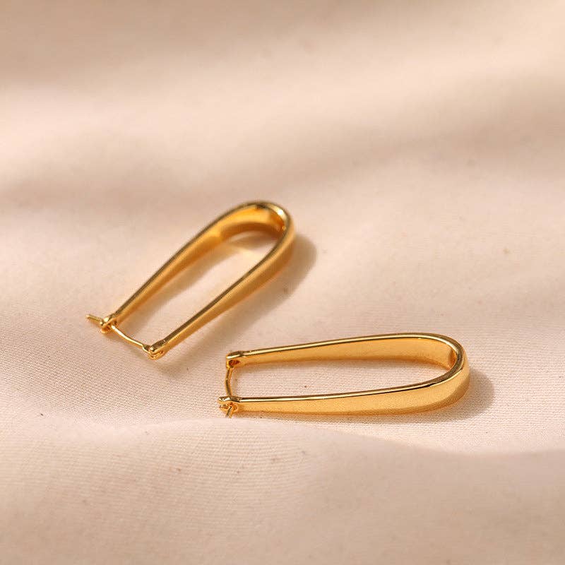 Dipped Shop - Simple U-Shape Drop Hoop Earrings DPJE1267