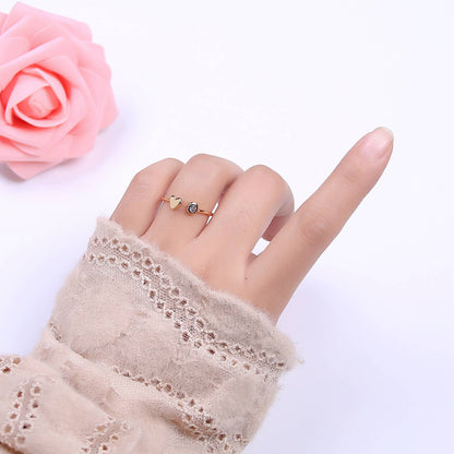 Aim Eternal - Simple Minimalist Heart & CZ Stone Adjustable Open Ring