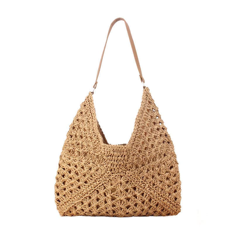 Aili's Corner - Dahlia Woven Straw Shoulder Bag