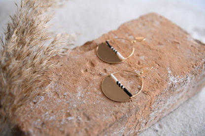 Cecelia Designs Jewelry - Gold Plated Half Moon & Seed Bead or Turquoise Beaded Hoops