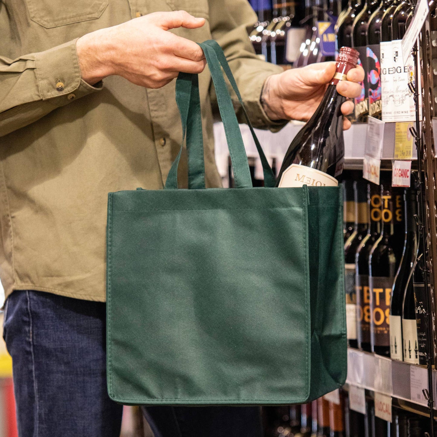 TRUE - Reusable 6 Bottle Non Woven Fabric Wine Tote ASST COLORS