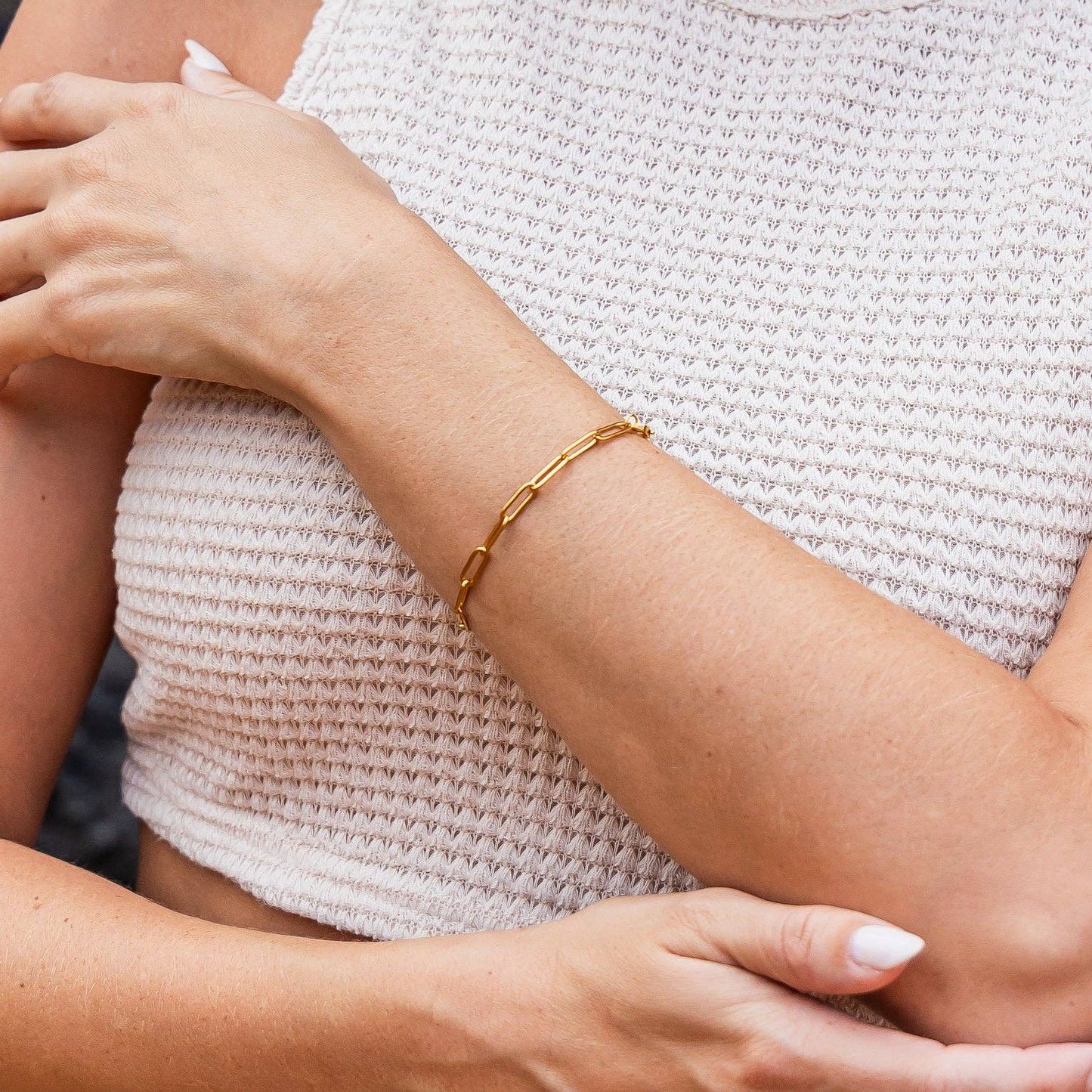 Aili's Corner - 18K STAINLESS STEEL NON TARNISH PAPERCLIP BRACELET