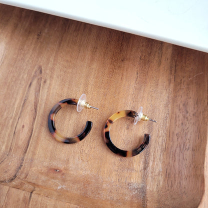 Spiffy & Splendid - Cam Mini Hoops - Tortoise //  Earrings, Jewelry