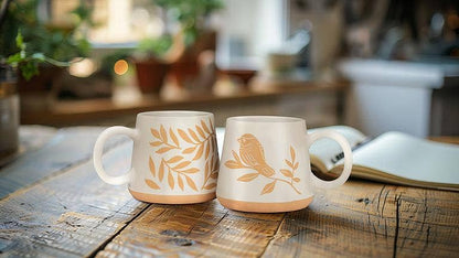 Abbott - Oversized Mug with Birds on Branch-4"H(17oz)