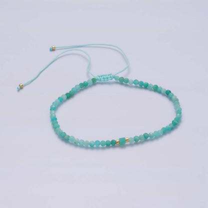 Aim Eternal - 14K Gold Filled Turquoise Multifaceted Turquoise Rope Adjustable Friendship Bracelet | WA-2013 ~ WA-2015