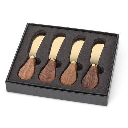 Abbott - Set of 4 Walnut Handled Pate Spreaders-Gold