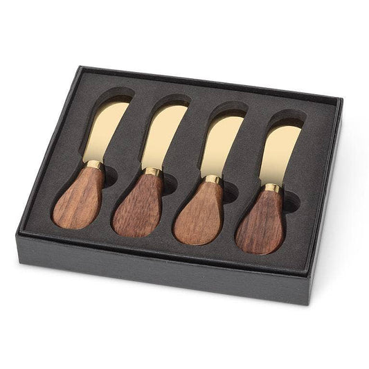 Abbott - Set of 4 Walnut Handled Pate Spreaders-Gold