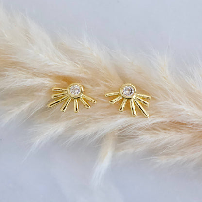 Mesa Blue - CZ Starburst Stud Earrings - Gold Plated Sterling Silver