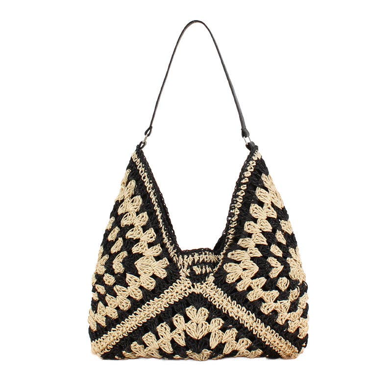 Aili's Corner - Dahlia Woven Straw Shoulder Bag
