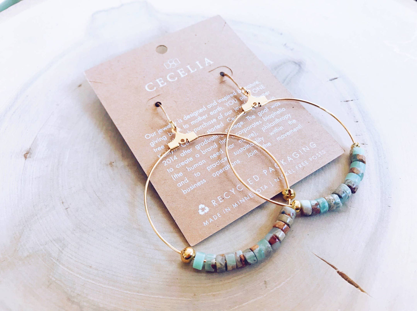 Cecelia Designs Jewelry - Gemstone and Gold Plated Hoop Earrings