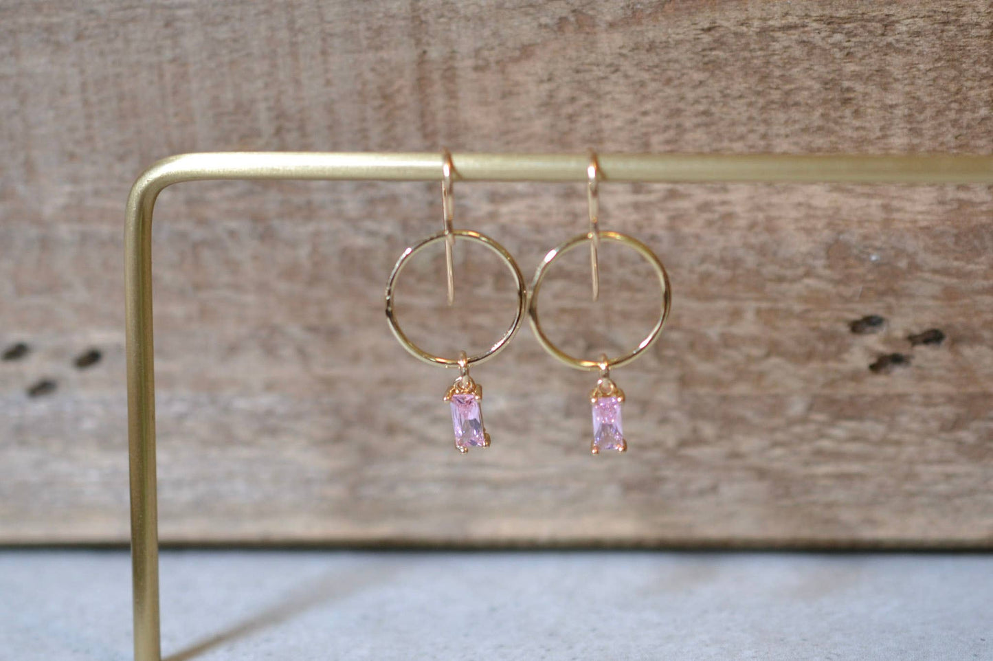 Sela+Sage - Baguette CZ, Rectangular Drops with Lightweight Circles