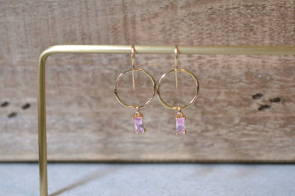 Sela+Sage - Baguette CZ, Rectangular Drops with Lightweight Circles