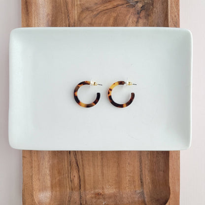 Spiffy & Splendid - Cam Mini Hoops - Tortoise //  Earrings, Jewelry