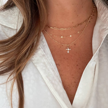 True by Kristy Jewelry - Kamryn Dapped Sequin Layering Chain Necklace Gold Filled