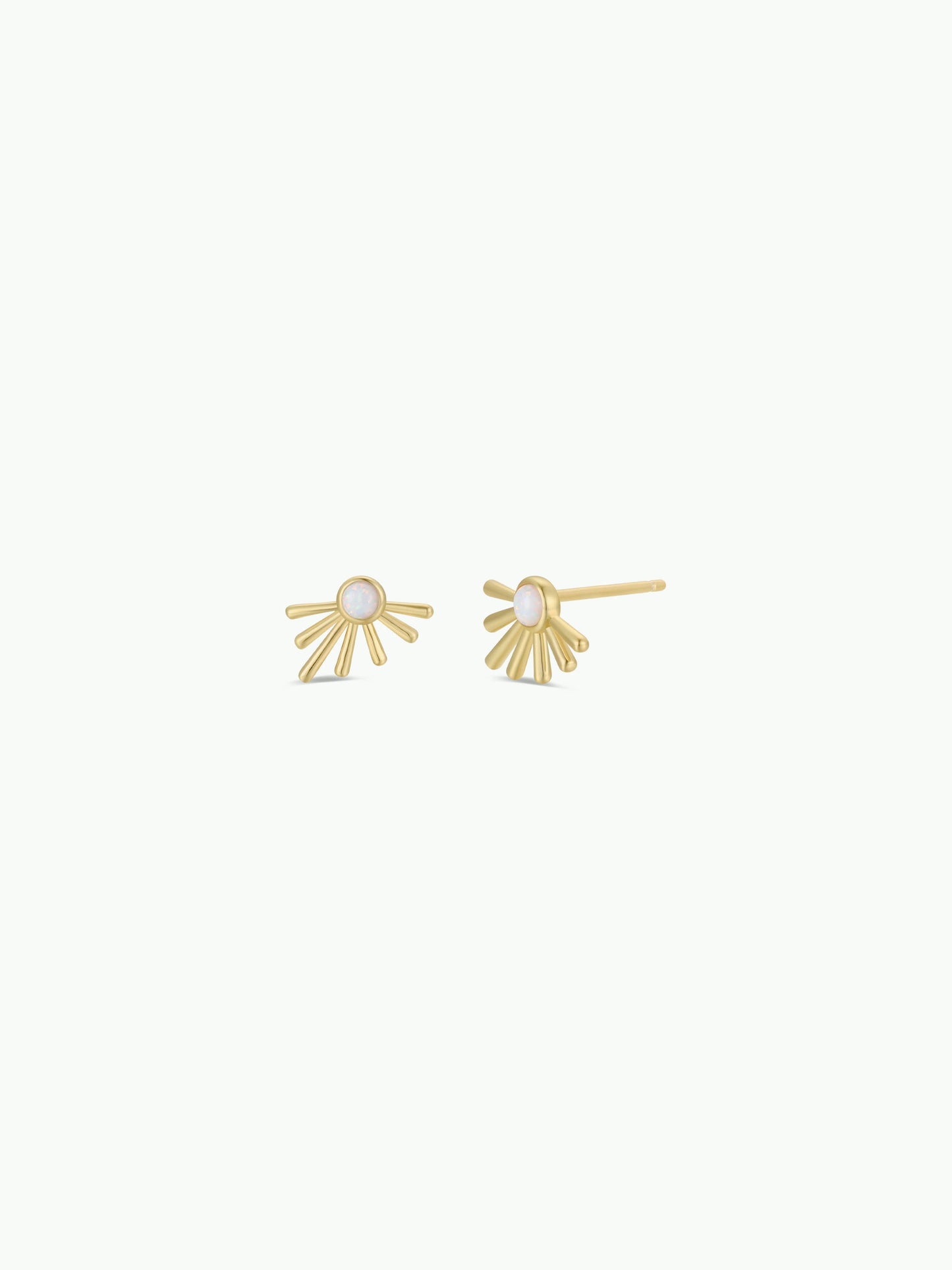 JaxKelly - Sun Ray - White Opal - Gold Earrings