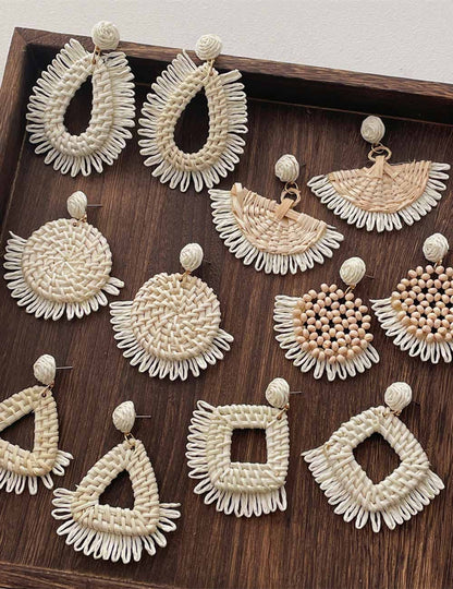 Dipped Shop - Vintage Handwoven Rattan Grass Earrings DP25D776