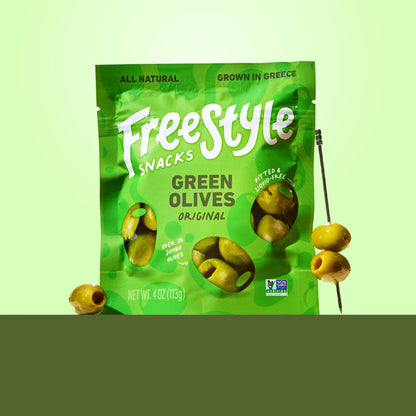 Freestyle Snacks - Green Olives Original 4oz - Freestyle Snacks