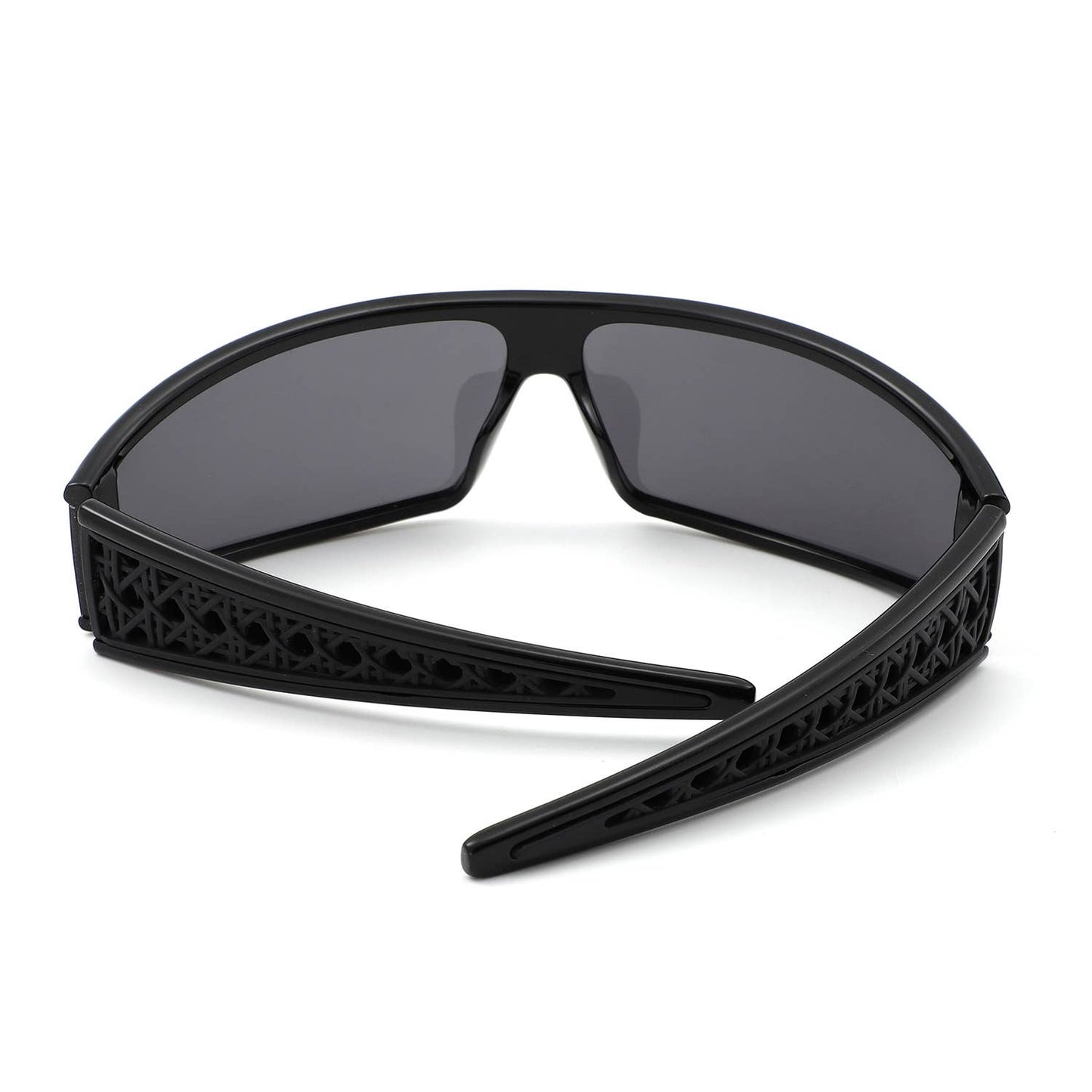 Cramilo Eyewear - Sport Shield Patterned Temples Wraparound Sunglasses