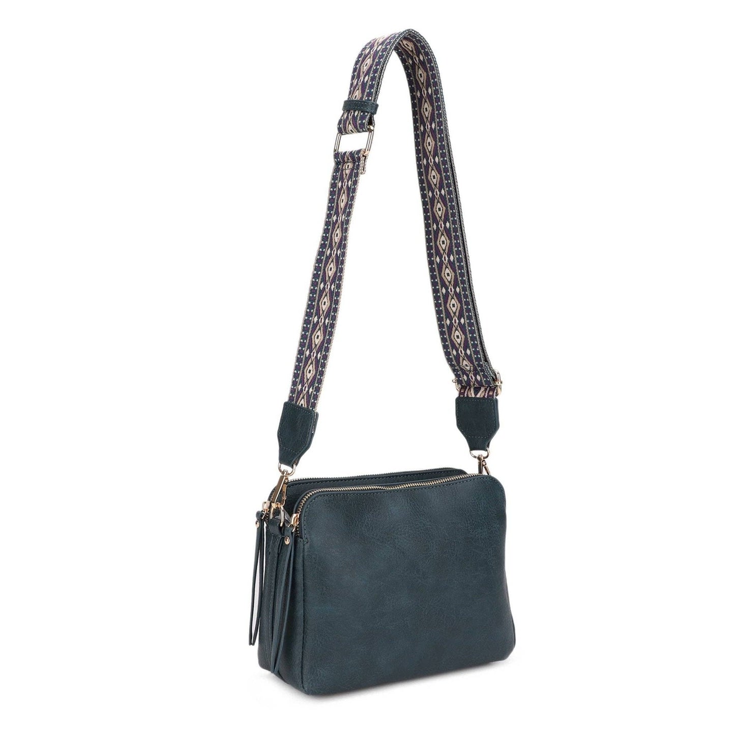 MiMi Wholesale - EJ60197 Mila 3 Compartment Crossbody Bag With Guitar Strap