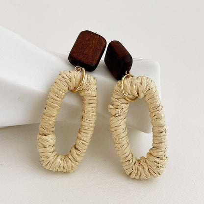 Dipped Shop - Vintage Elegant Wooden Rattan Earrings DPJE1721