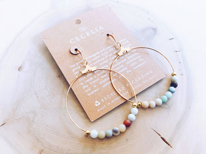 Cecelia Designs Jewelry - Gemstone and Gold Plated Hoop Earrings