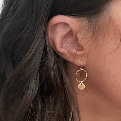 Sela+Sage - Gold Filled Circle Dangle Earrings