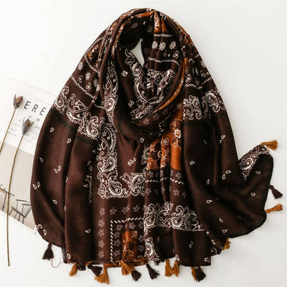 Funkyrel® Atzbranding Limited - Scarvii - Paisley Pattern Fringed Scarf