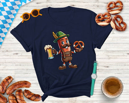 Vivtrek - Funny Sausage Lederhosen Men T-Shirt, Oktoberfest Shirt