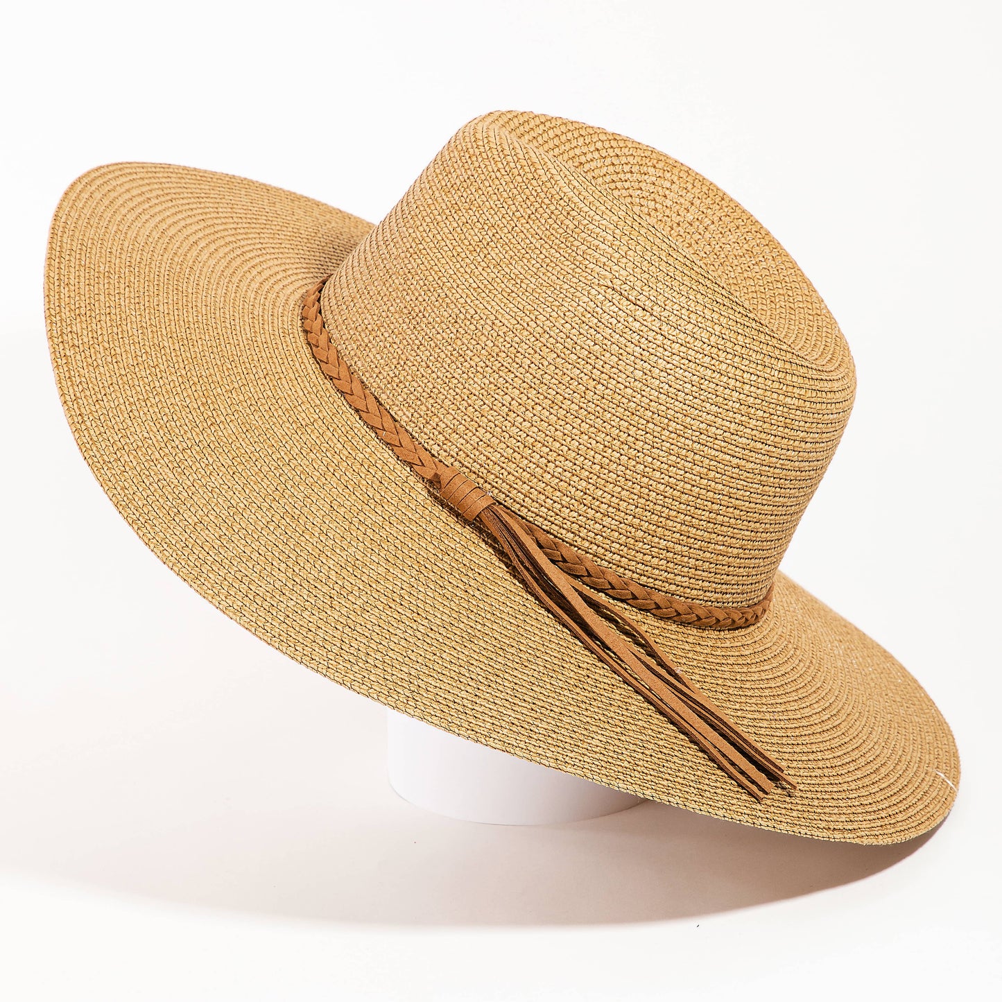Collections by Fame Accessories - Braided Rope Strap Floppy Brim Sun Hat