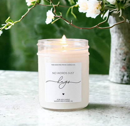 THE DANCING WICK CANDLES - No Words Just Hugs Candle / Warm Wish Scent / Sympathy Gift