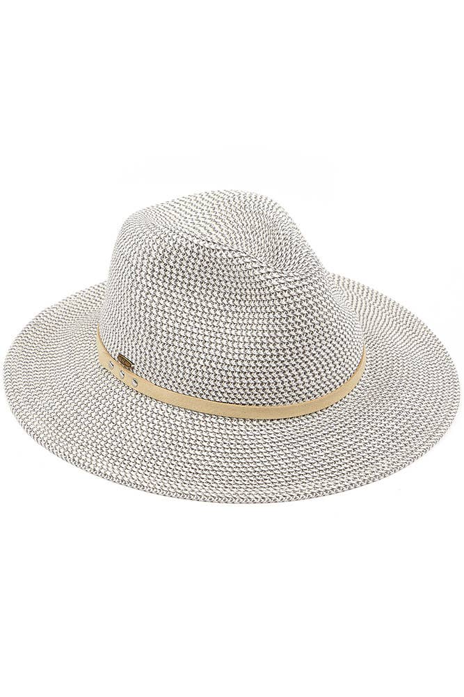Hana - C.C Suede Band Trim Panama Sun Hat