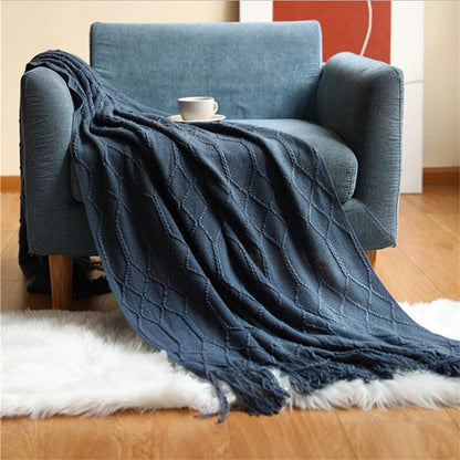 Fennco Styles - Rhombus Diamond Knit 50x60 Inch Throw Blanket