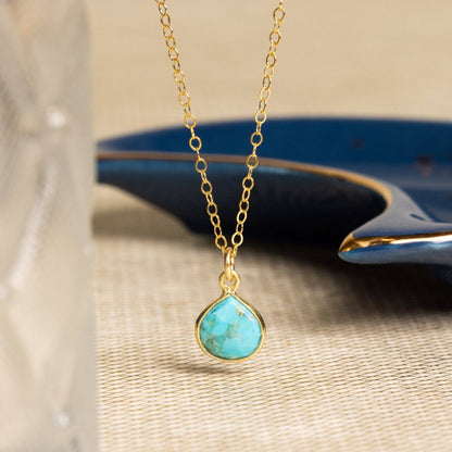 Soul & Little Rose - Turquoise Teardrop Pendant Gemstone Necklace