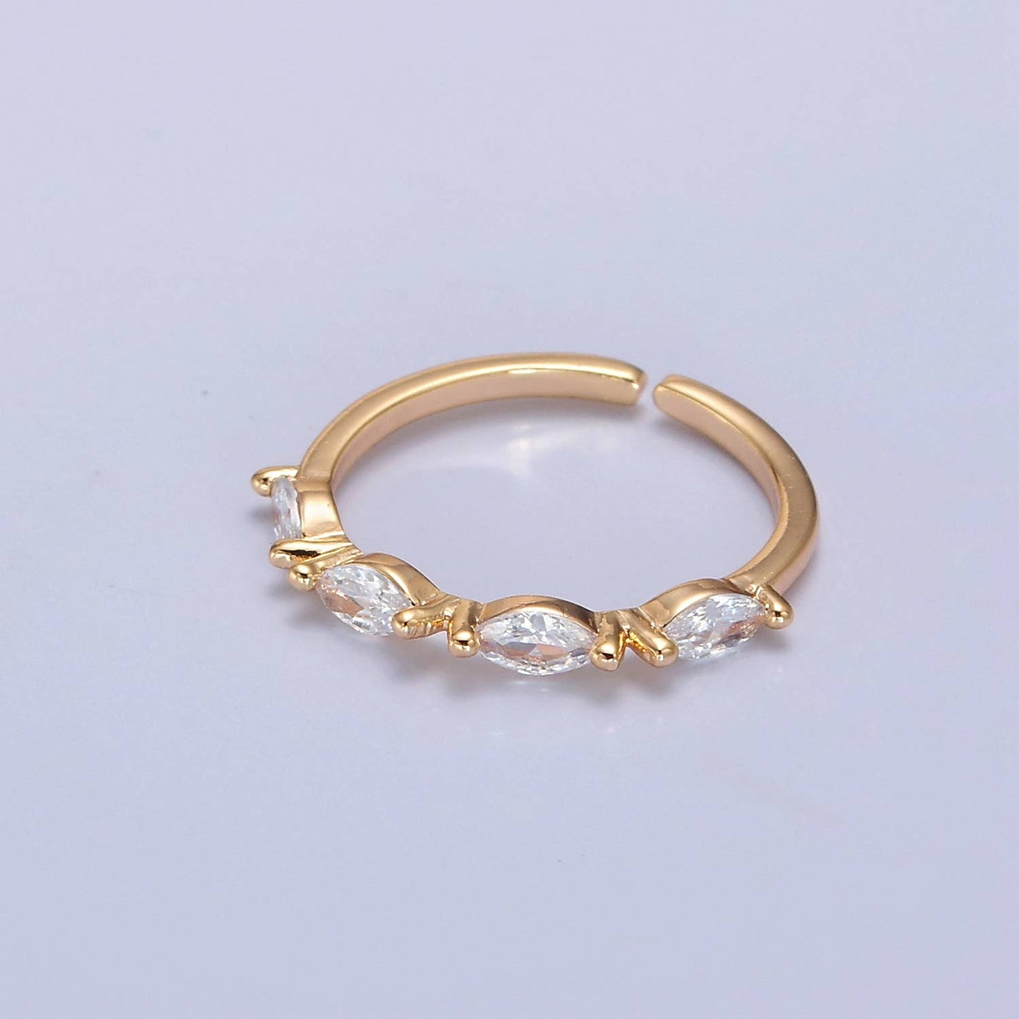 Aim Eternal - Elegant Clear Ellipse CZ Crystal Minimalist Gold Ring O2150
