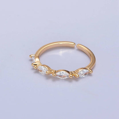 Aim Eternal - Elegant Clear Ellipse CZ Crystal Minimalist Gold Ring O2150