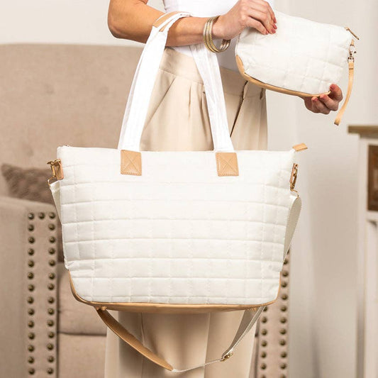 AC123 Aili's Corner - Mila Quilted Traveler Tote with Mini Clutch