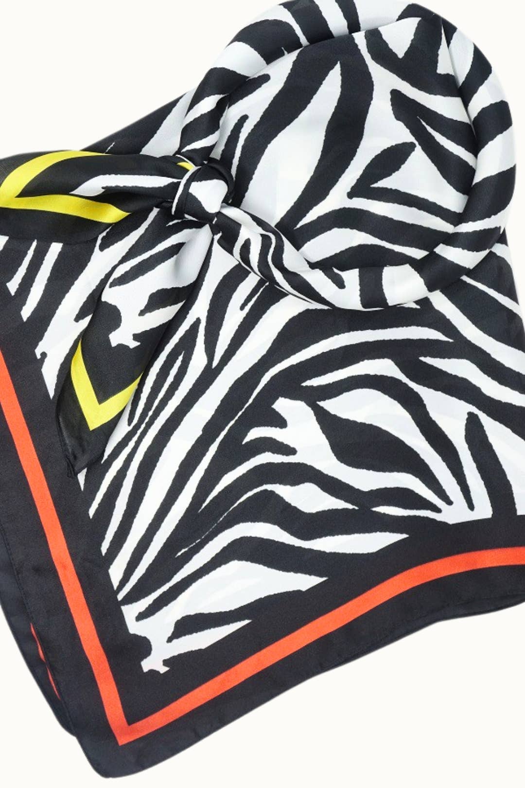 Olive & Pique - "So Silky" Satin Neckerchief Scarf, Versatile, Yellow Zebra