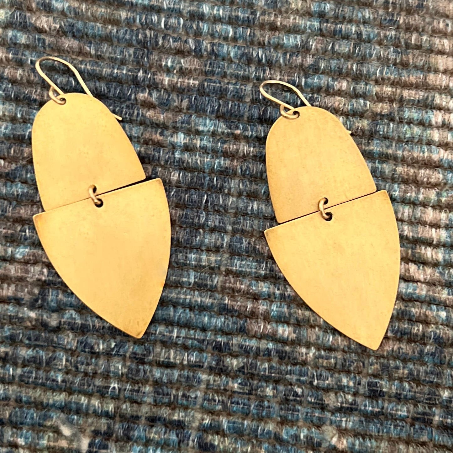 Sela+Sage - Worn Gold Brass, Arch Triangle Earrings with Gold Filled