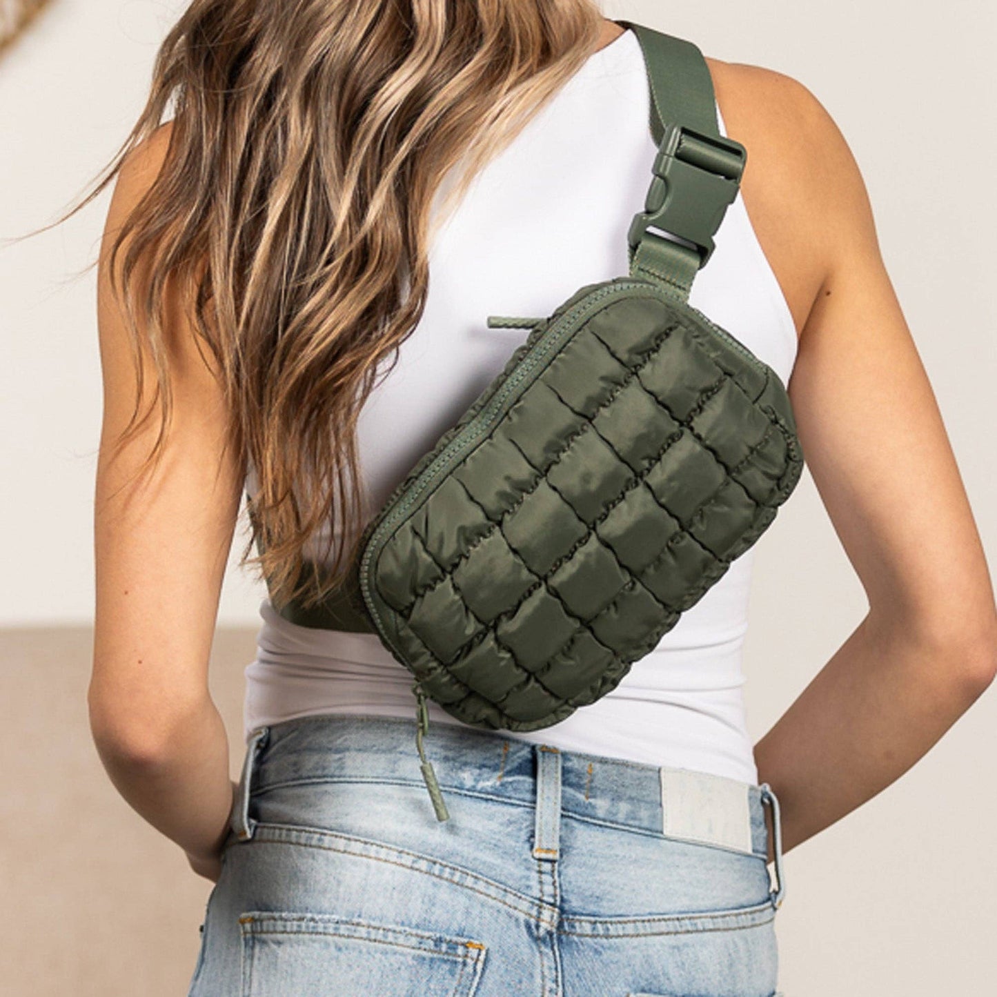 Aili's Corner - Evyn Quilted Puffer Sling Crossbody Belt Bum Fanny Waist Bag