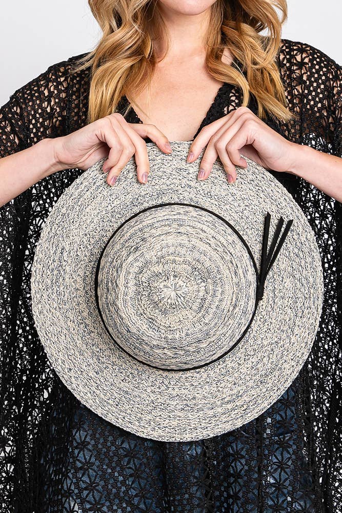 Hana - Suede Band Mixed Braid Packable Sun Hat