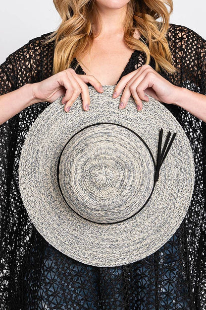 Hana - Suede Band Mixed Braid Packable Sun Hat