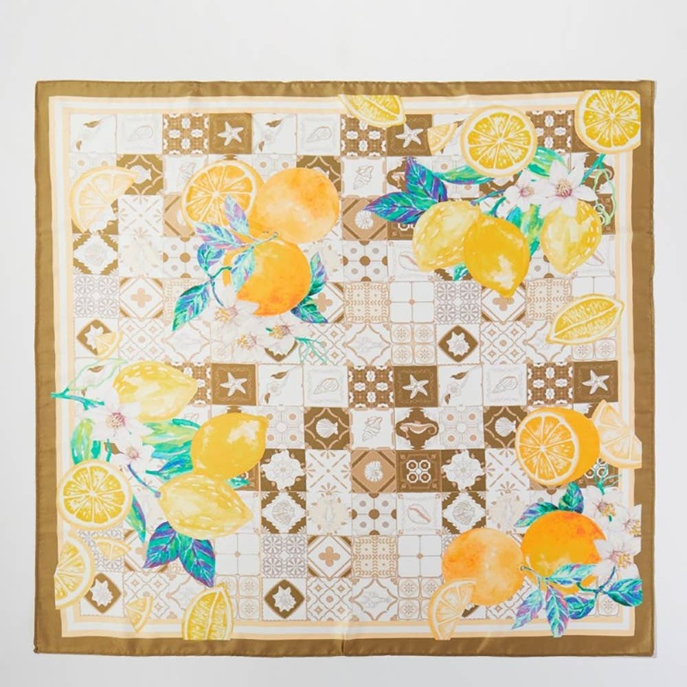 Anarchy Street - Lemon And Orange Print Square Bandana Scarf