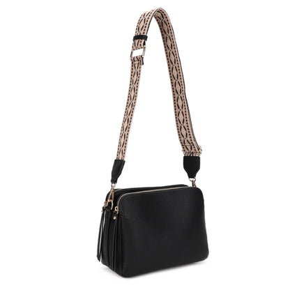 MiMi Wholesale - EJ60197 Mila 3 Compartment Crossbody Bag With Guitar Strap