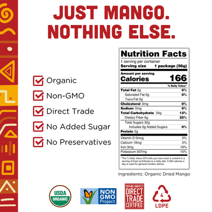 Mavuno Harvest Organics - Organic Dried Mango, 6-pack case