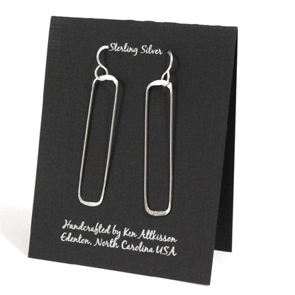 ER353 Ken’s handcrafted jewelry - Sterling Silver Earrings Skinny Rectangle