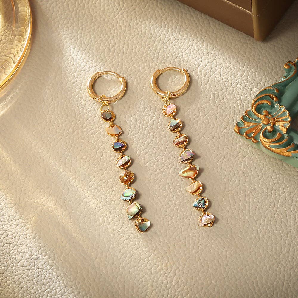 Dipped Shop - Trendy Natural Shell Beaded Long Dangle Earrings DP26H893