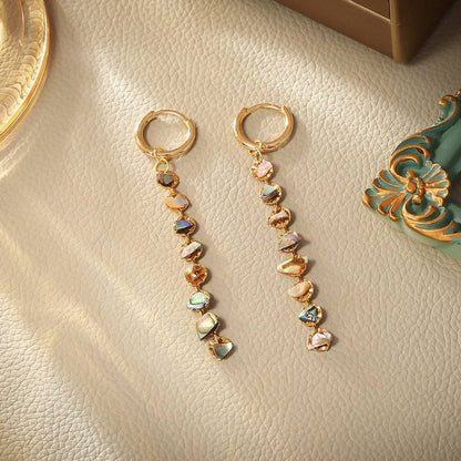 Dipped Shop - Trendy Natural Shell Beaded Long Dangle Earrings DP26H893