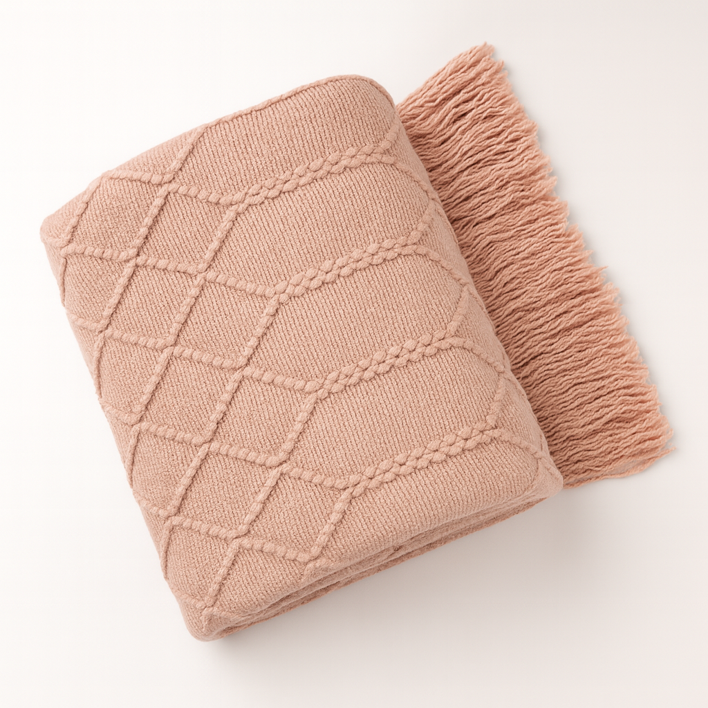 Fennco Styles - Rhombus Diamond Knit 50x60 Inch Throw Blanket