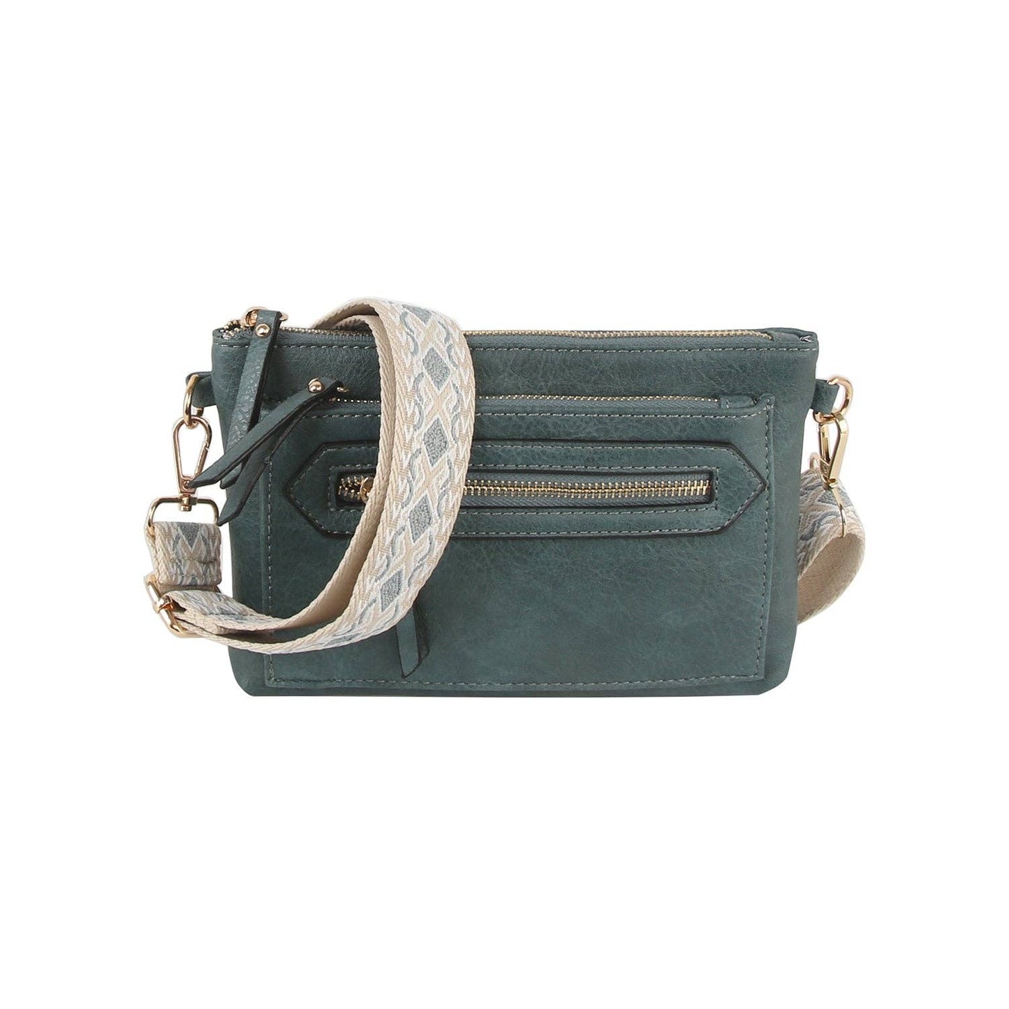 Handbag Factory Corp - Small retangular front zipper guitar strap crossbody