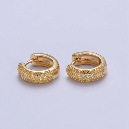 Aim Eternal - 24K Gold Filled 14mm Textured Beaded Huggie Hoop Earrings T-